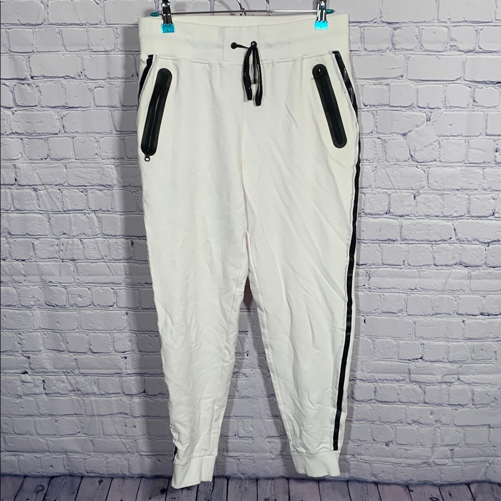 Blanc Noir Women Joggers White Black Size M Athleisure Workout Lounge Activewear